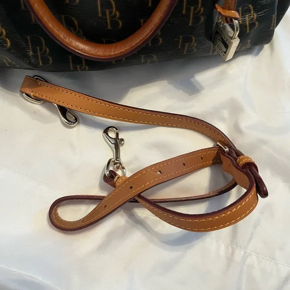 Dooney & Bourke Black/Tan Coated Canvas Satchel/Shoulder Bag AND Matching Wallet - Picture 7 of 15